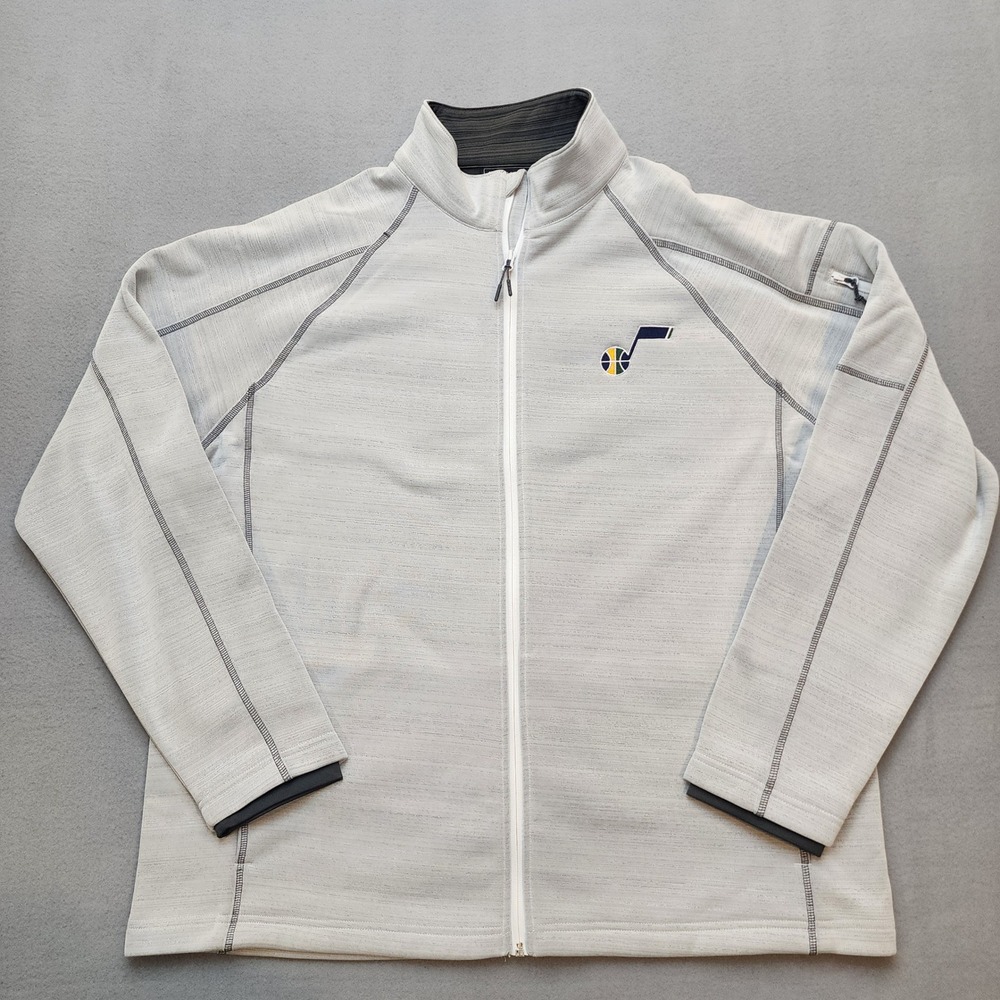 Holloway Utah Jazz Full Zip Jacket Mens XL Gray Performance Ivory Homes Logo